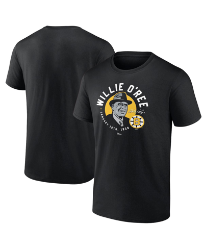 Fanatics Branded Willie O'ree Black Boston Bruins Number Retirement T-shirt