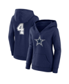 Fanatics Women's  Branded Dak Prescott Navy Dallas Cowboys Player Icon Name And Number V-neck Pullove In Navy