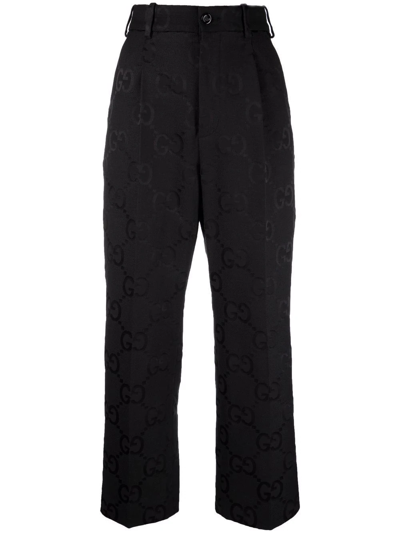 Gucci Jumbo Gg Canvas Trousers In Black