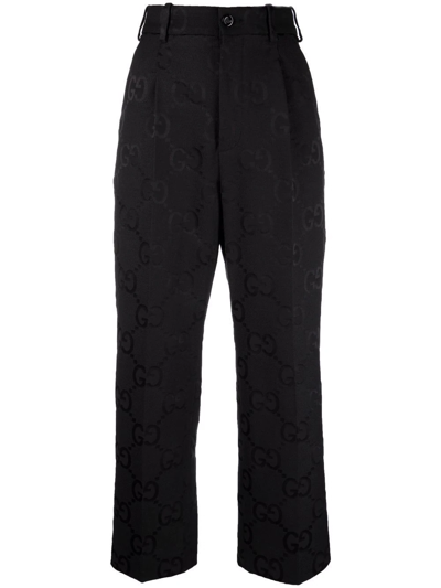 Gucci Jumbo Gg Canvas Trousers In Black | ModeSens