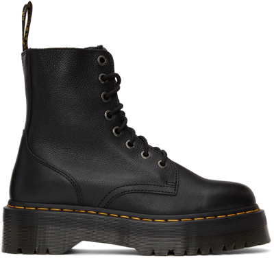 Dr. Martens Black Leather Jadon Pisa Platform Boots In Schwarz