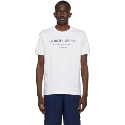 Giorgio Armani Logo Print Cotton Jersey T-shirt In White