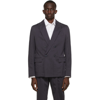 GIORGIO ARMANI NAVY CHEVRON EMBROIDERY BLAZER