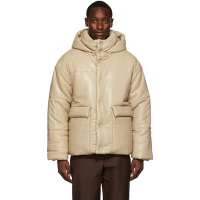 Nanushka Quilted Padded Shell Hooded Puffer Jacket In Pebble