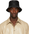 Nanushka Black Recycled Leather Caran Bucket Hat In Black