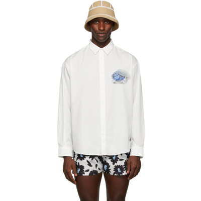 Jacquemus Simon Candy-print Cotton-poplin Shirt In White