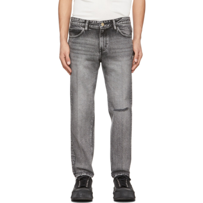 Solid Homme Grey Denim Cropped Jeans In Gray 773g