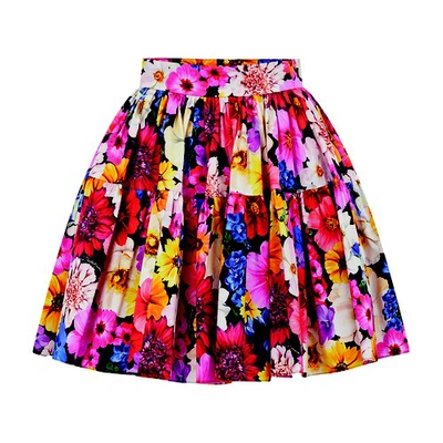 Dolce & Gabbana Floral Print Skirt In Giardino Fdo Nero