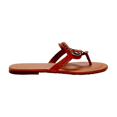 See By Chloé Hana Braided Ring Leather Flip Flops In Natural Calf