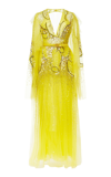 ELIE SAAB WOMEN'S BEAD-EMBROIDERED CHIFFON MAXI DRESS