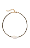 JOIE DIGIOVANNI PEARL; PYRITE GOLD-FILLED NECKLACE