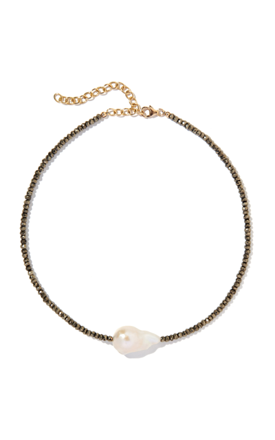 Joie Digiovanni Pearl; Pyrite Gold-filled Necklace