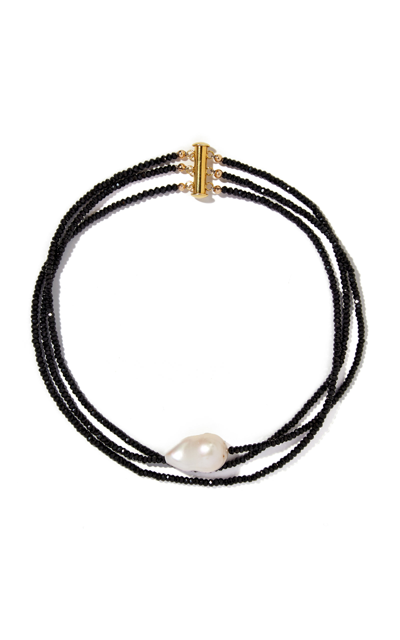 Joie Digiovanni Pearl; Spinel Gold-filled Choker In Black