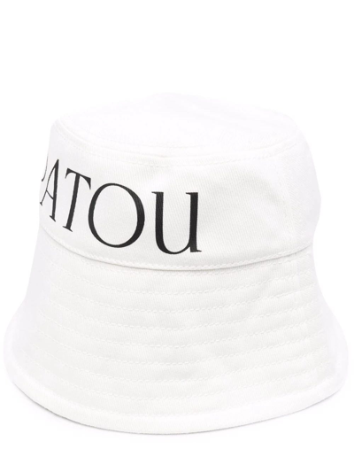 Patou Logo-print Cotton Twill Bucket Hat In White