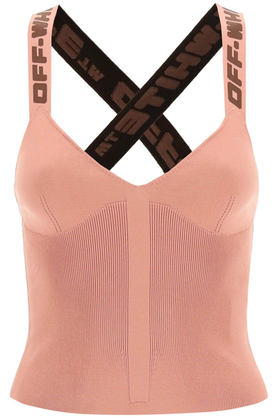 Off-white Stretch-jersey Tank Top In Pink