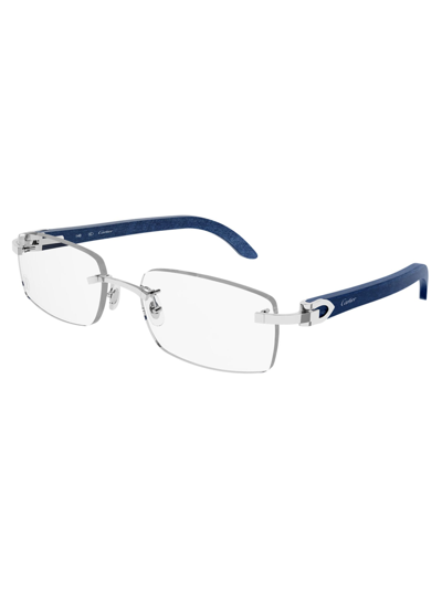 Cartier Eyewear 16bh3yl0a In Silver Blue Transpare
