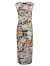 Dsquared2 Abstract-print Gathered-detail Midi Dress In S Multicolor