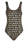 Balmain Olimpionic Scoop-back Tank One-piece Swimsuit In Nero Oro