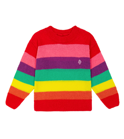 The Animals Observatory Kids' Red Logo Bull Striped Sweater