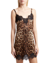 Dolce & Gabbana Leopard-print Satin Lingerie Slip With Lace Detailing In Leo New