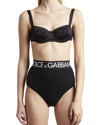 Dolce & Gabbana High-waisted Jersey Briefs With Branded Elastic In Nero