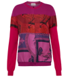 Ferragamo Heritage-print Panelled Cardigan In Hot Pink/nail Red