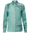 Ferragamo Graphic-print Silk Shirt In Tyrone Turquoise