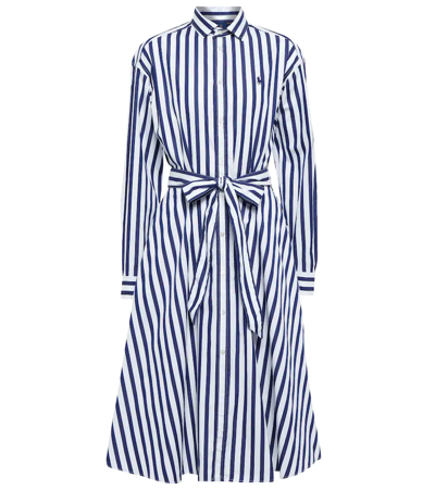 Polo Ralph Lauren Striped Cotton Poplin Shirt Dress In Multi-colored