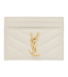 Saint Laurent Monogram Leather Card Holder In Crema Soft