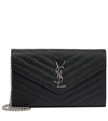 SAINT LAURENT CASSANDRE MATELASSÉ LEATHER WALLET ON CHAIN