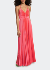 A.l.c Aires Pleated Gown In Hibiscus