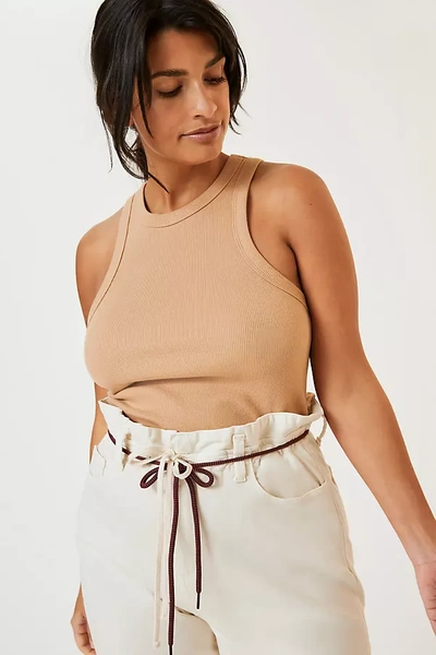 Maeve Cropped Racerback Tank In Brown
