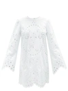 Dolce & Gabbana Eyelet Long-sleeve Cotton Mini Dress In White