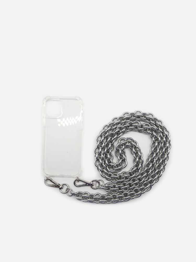 Alyx 1017  9sm Logo Printed Chain Link Iphone 12 Case In Trasparent, Silver