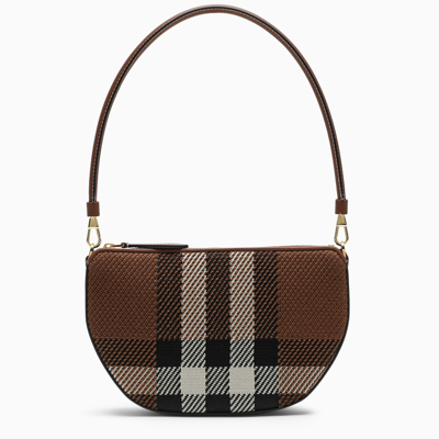 Burberry Cross-body Bag In Tartan Motif Knit In Brown