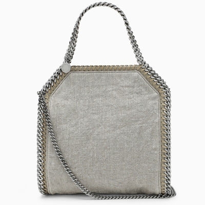 Stella Mccartney Grey Linen Small Falabella Bag In Transparent