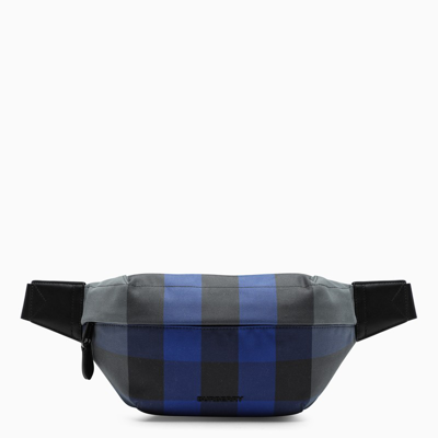 Burberry Blue/grey Striped-print Cotton Bumbag