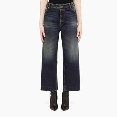 Balenciaga Dark Blue Flared Jeans In Navy Blue