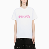 BALENCIAGA WHITE LOG-PRINT CREWNECK T-SHIRT