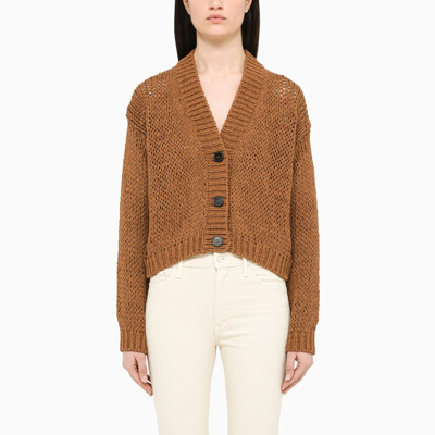 Roberto Collina Brown Knitted Cropped Cardigan