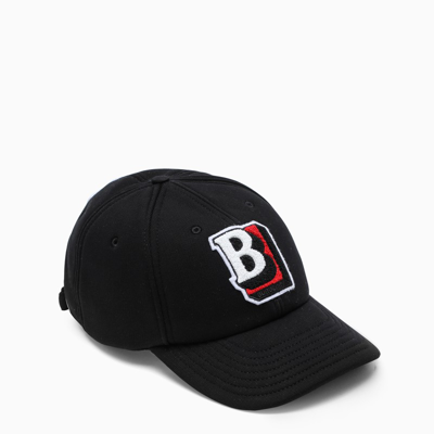 BURBERRY BLACK LOGO-PATCH BASEBALL CAP