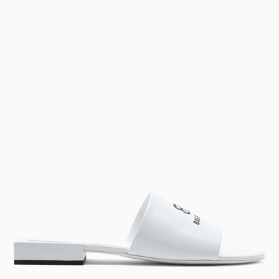 Balenciaga Box Square Heel Leather Sandals In White