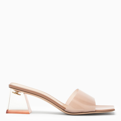 GIANVITO ROSSI PINK PVC AND LEATHER MULES