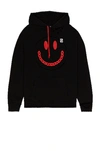 Raf Simons Black Smiley Edition Destroy Washed Hoodie In Black