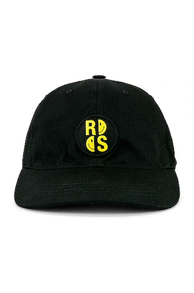 Raf Simons Black Smiley Edition Cotton Cap In Schwarz