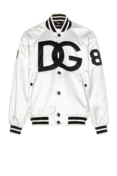 Dolce & Gabbana Men's Logo Oversized Bomber Jacket In White