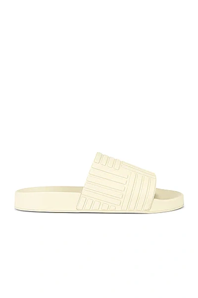 Bottega Veneta Embossed-design Open-toe Slides In Sea Salt