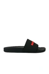 Balenciaga Black Pool Slides In Black & Red