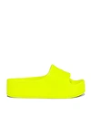 Balenciaga Logo Chunky Slide Pool Sandals In Acid Lime
