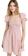 Caroline Constas Gianna Mini Dress In Blush Gingham